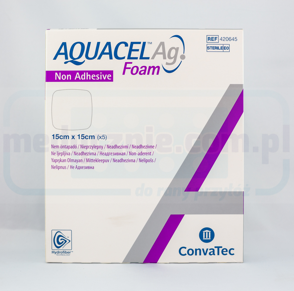 Aquacel Foam Ag неадгезивна багатошарова пінопластова пов'язка 15*15см 1шт